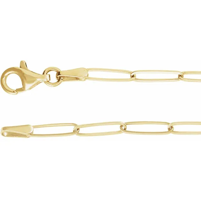 14K Gold Engravable Bar 7" Paperclip Bracelet