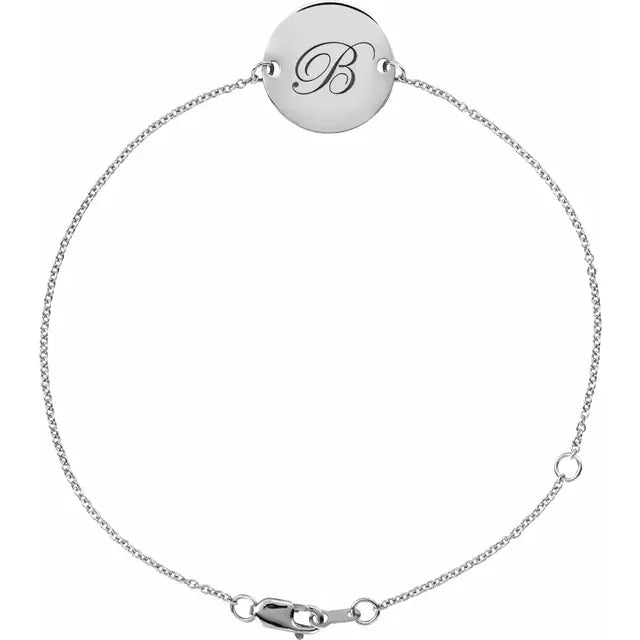 14K Gold Engravable Initial Disc Adjustable Bracelet