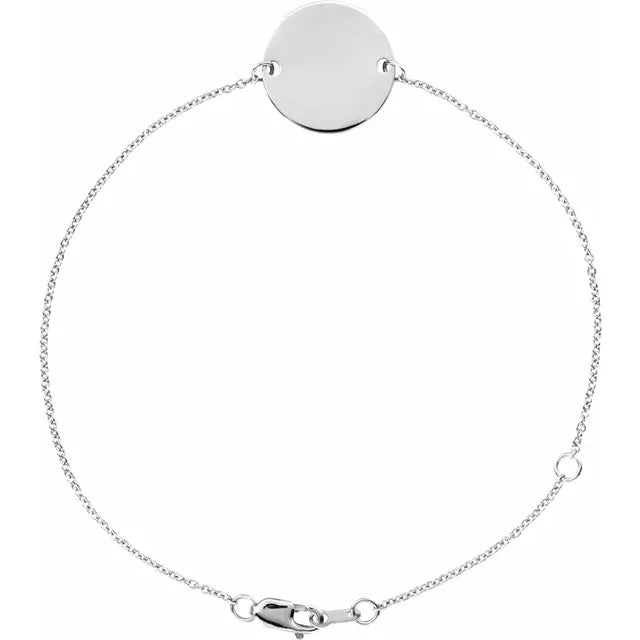 14K Gold Engravable Initial Disc Adjustable Bracelet