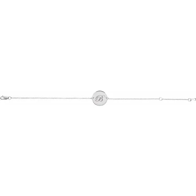 14K Gold Engravable Initial Disc Adjustable Bracelet