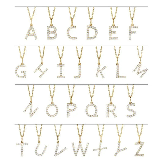 14K Gold Diamond Initial Pendant