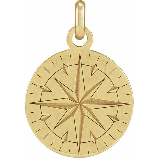 14K Gold Compass Pendant