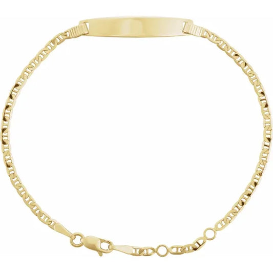 14K Yellow Gold Engravable Anchor ID Bracelet 6-7"