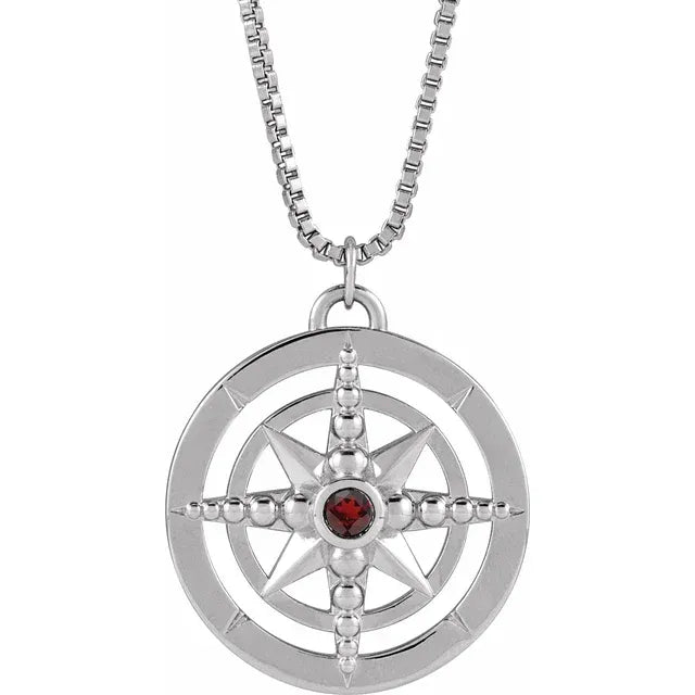 14K Gold Mozambique Garnet Compass Pendant