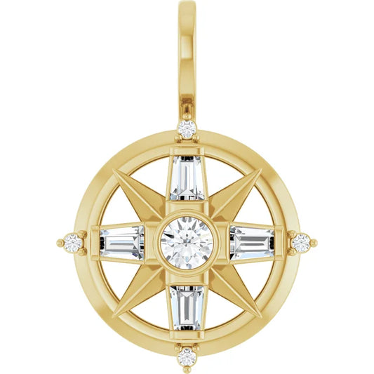 14K Gold 1/3 ct. Lab-Grown Diamond Compass Pendant