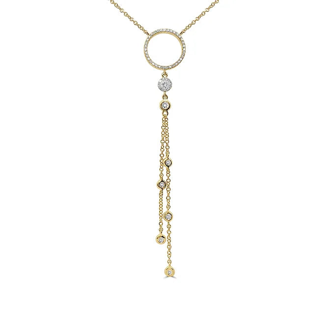 14K Diamond Circle Detail & Drop Necklace