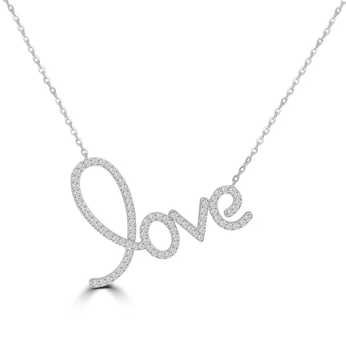 14K Love Bar Diamond Necklace
