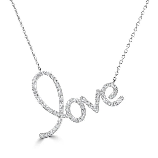 14K Love Bar Diamond Necklace