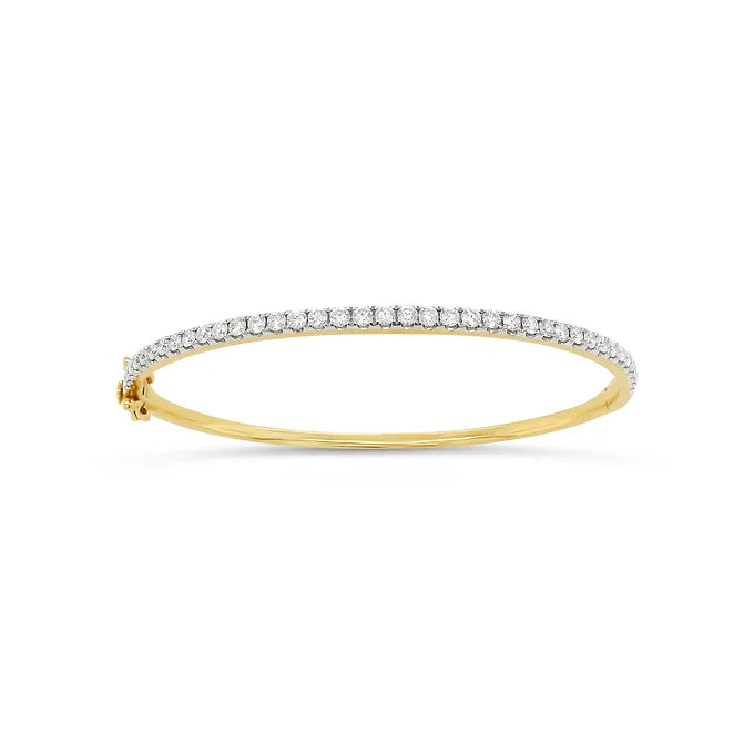 14K 2-Tone Pave Line Diamond Bangle