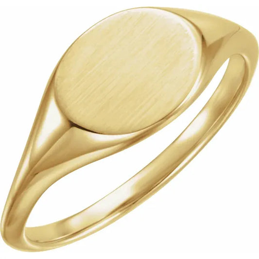 14K Gold Horizontal Oval Signet Ring