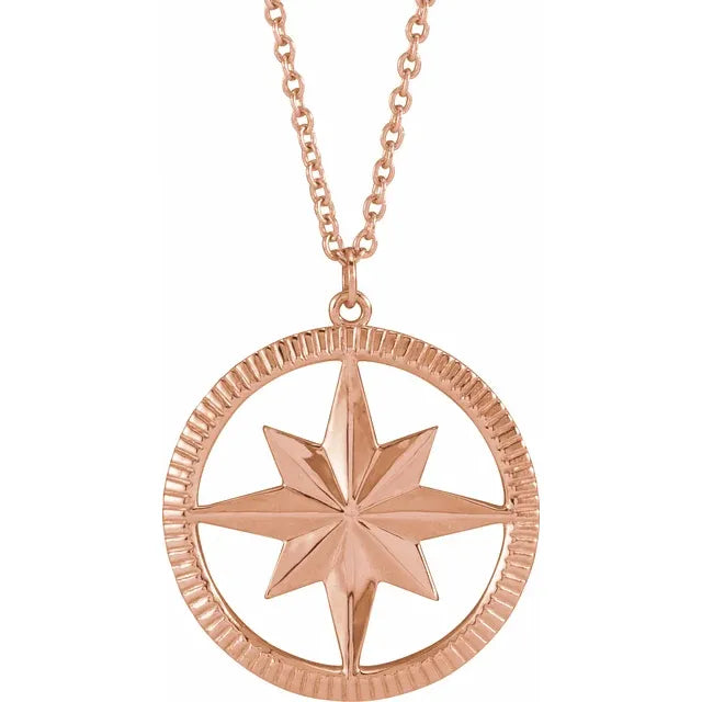 14K Gold Compass Necklace