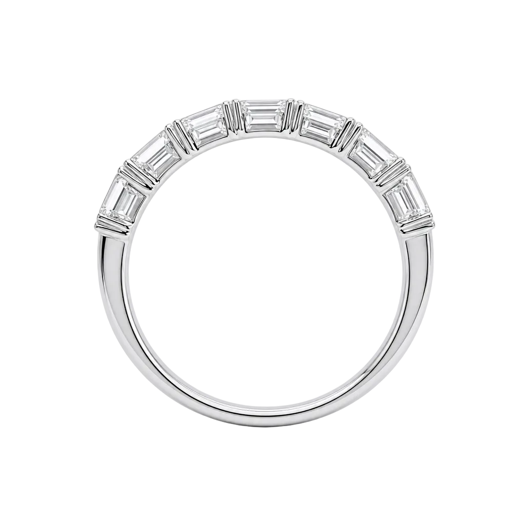 18KW East West Emerald Cut Diamond Band