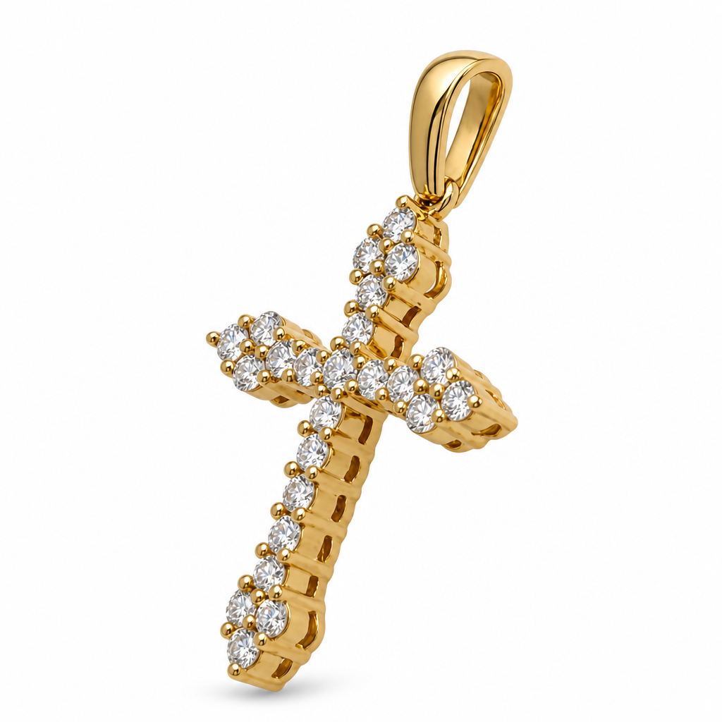 18KY Diamond Cross Pendant