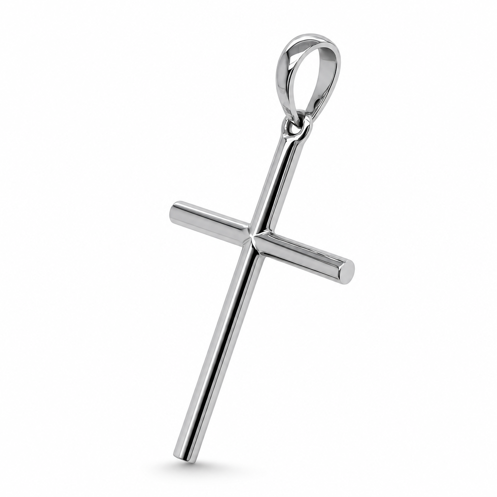 Platinum Straight Line Cross Pendant