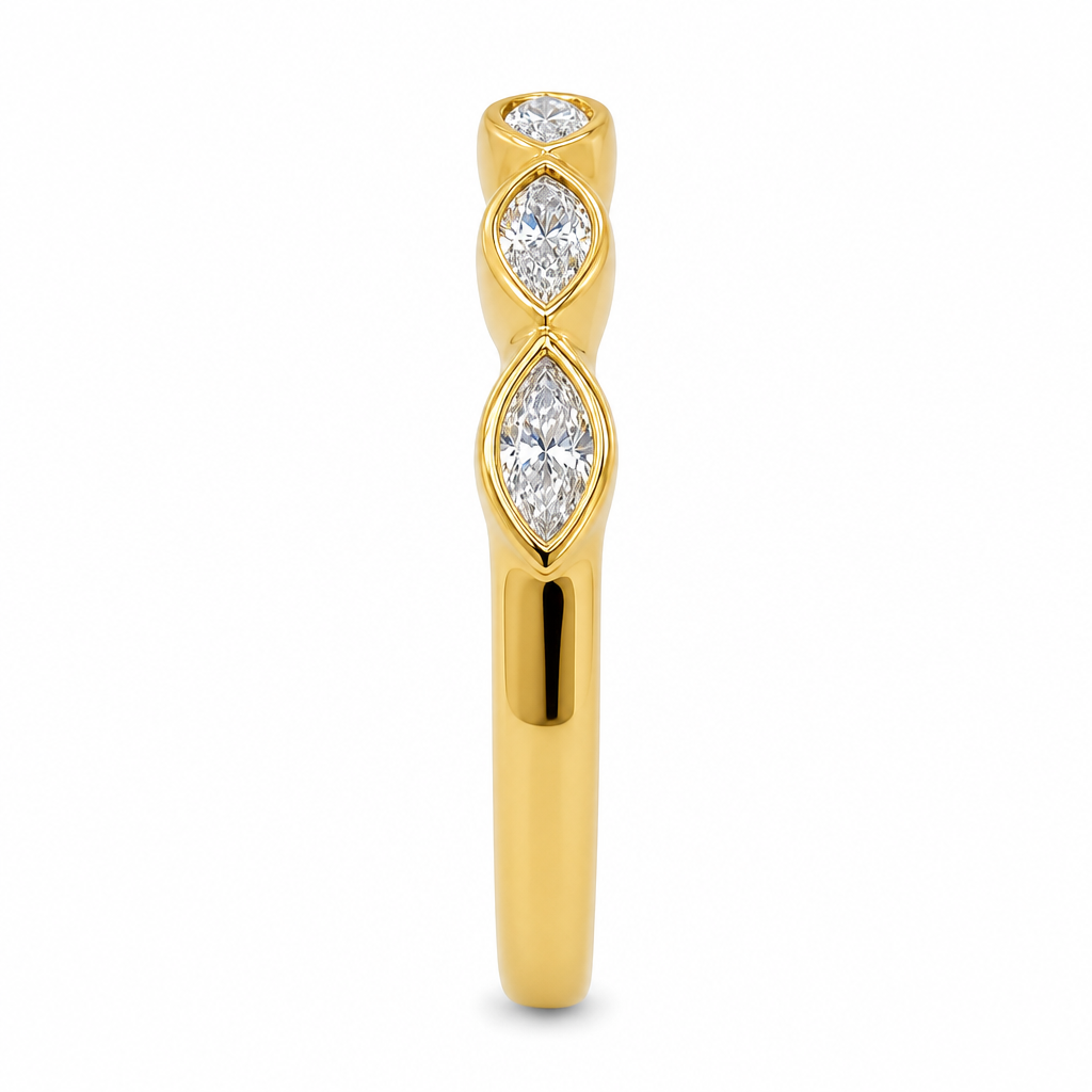 14KY Marquise Diamond Bezel Band
