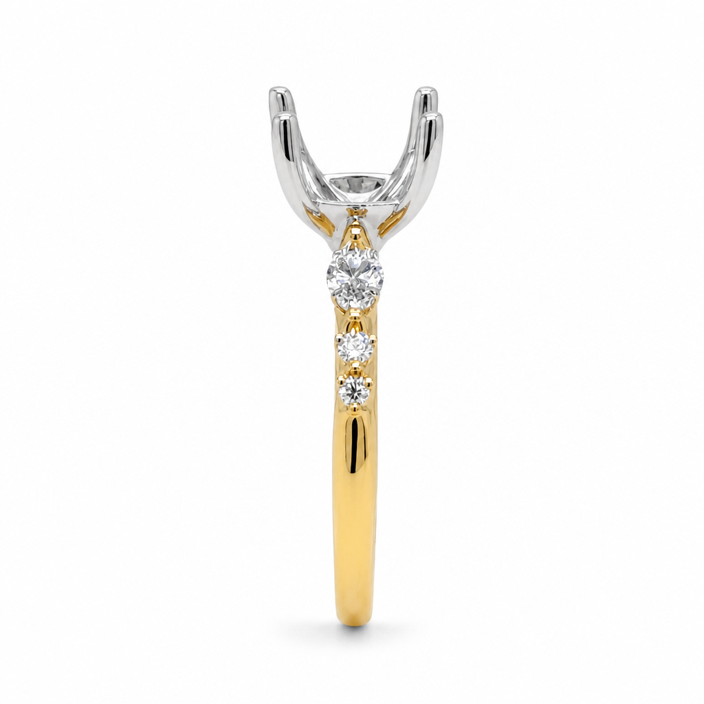 14KY Marquise & Round Accent Semi Mount Ring