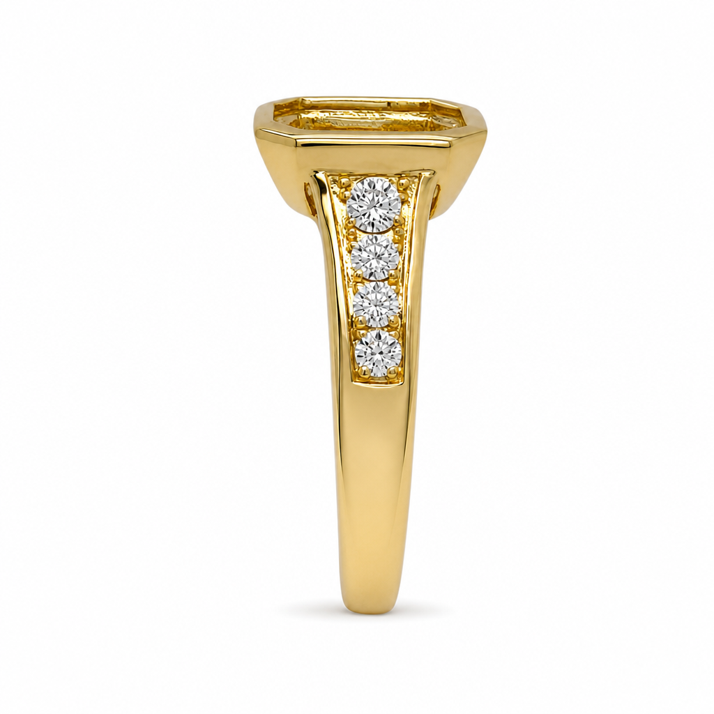 14KY Graduated Emerald Cut Bezel Semi Mount Ring
