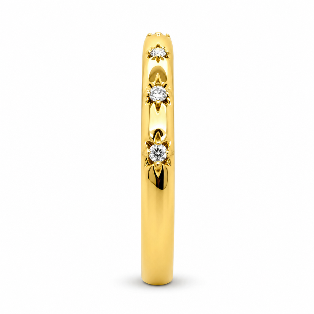 14KY Star High Polish Diamond Band