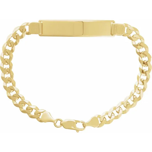 14K Yellow Gold Curb Engravable ID Bracelet 8"
