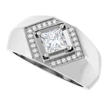 14K Gold Princess Cut Diamond Accent Ring