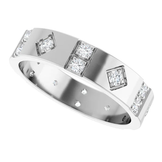 14K Gold & Natural Diamond Mens Accented Band