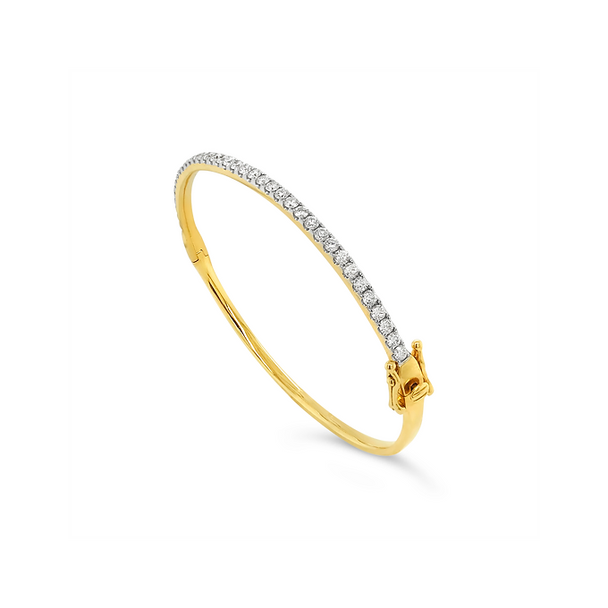 14k 2-Tone Diamond Bangle