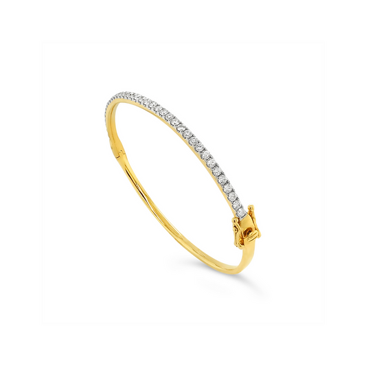 14k 2-Tone Diamond Bangle