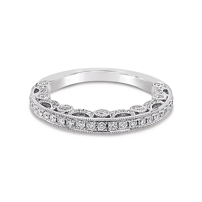 14k 3-Sided Milgrain Diamond Ring