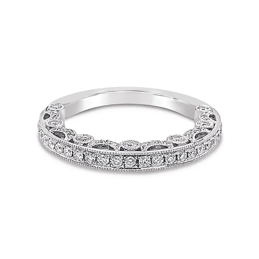 14k 3-Sided Milgrain Diamond Ring