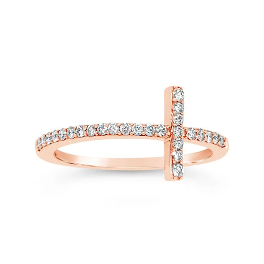 14k Asymmetrical Cross Diamond Band