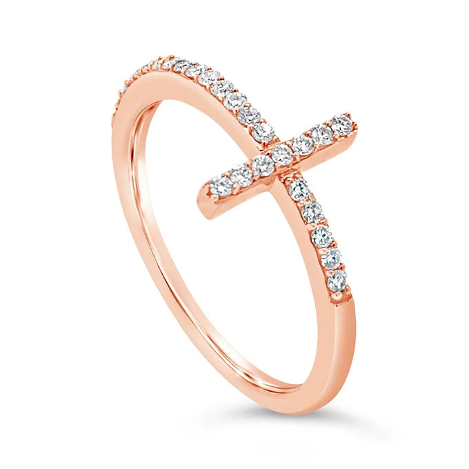 14k Asymmetrical Cross Diamond Band