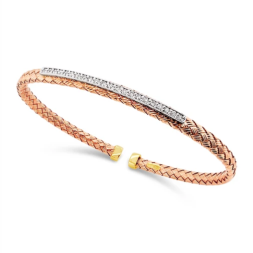 14k Braided Diamond Bangle