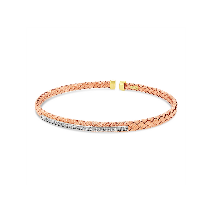 14k Braided Diamond Bangle