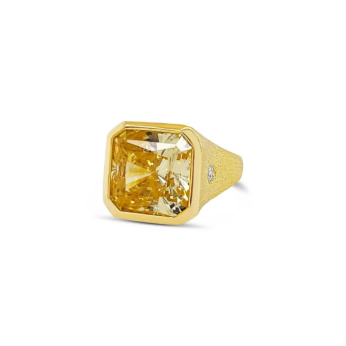 14k Canary Crystal & Diamond Ring