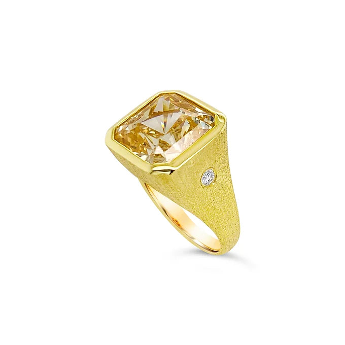 14k Canary Crystal & Diamond Ring