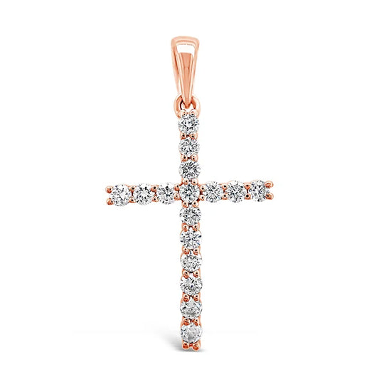 14k Classic Medium Diamond Cross Pendant