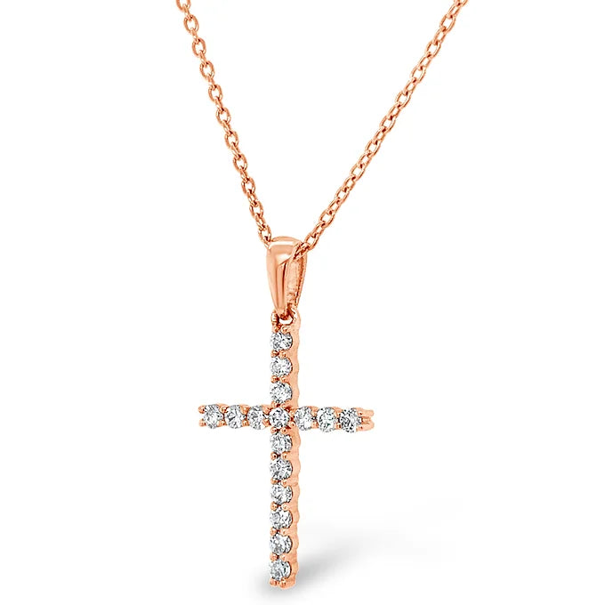 14k Classic Medium Diamond Cross Pendant