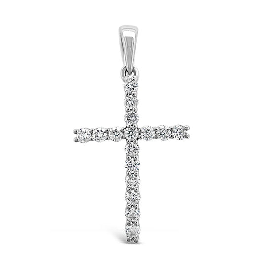 14k Classic Medium Large Diamond Cross Pendant