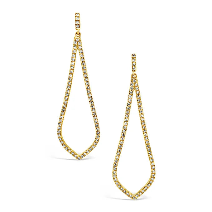 14k Dangling Drop-Shaped Diamond Earring