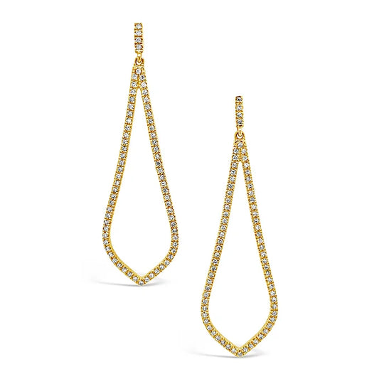 14k Dangling Drop-Shaped Diamond Earring