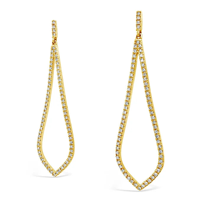 14k Dangling Drop-Shaped Diamond Earring