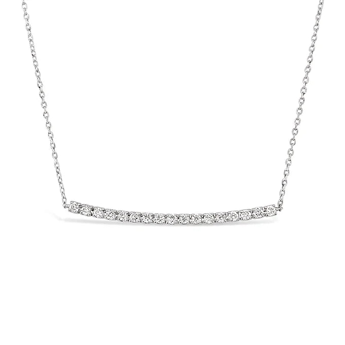 14k Diamond Curved Bar Necklace