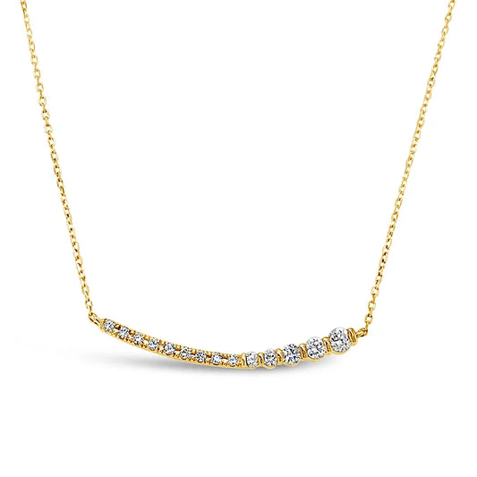 14k Diamond Graduating Curved Bar Necklace