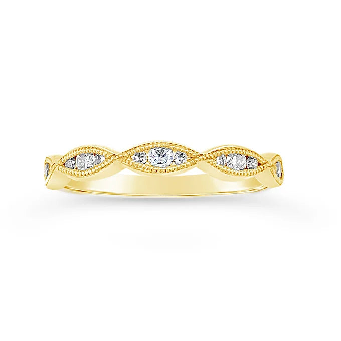 14k Diamond Wave Stackable Diamond Band