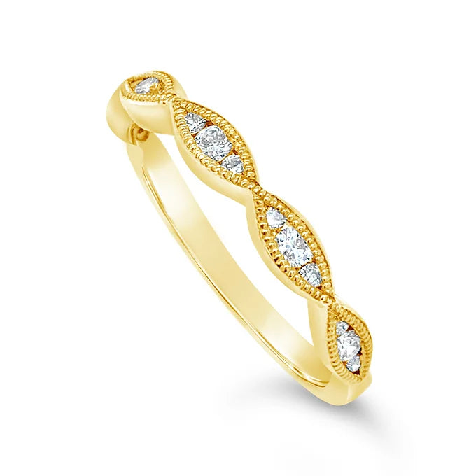 14k Diamond Wave Stackable Diamond Band