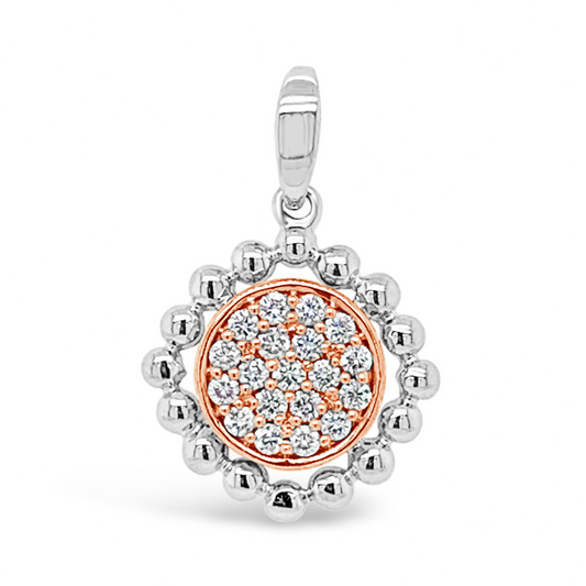 14k 2-tone Bubble Pavé Diamond Pendant