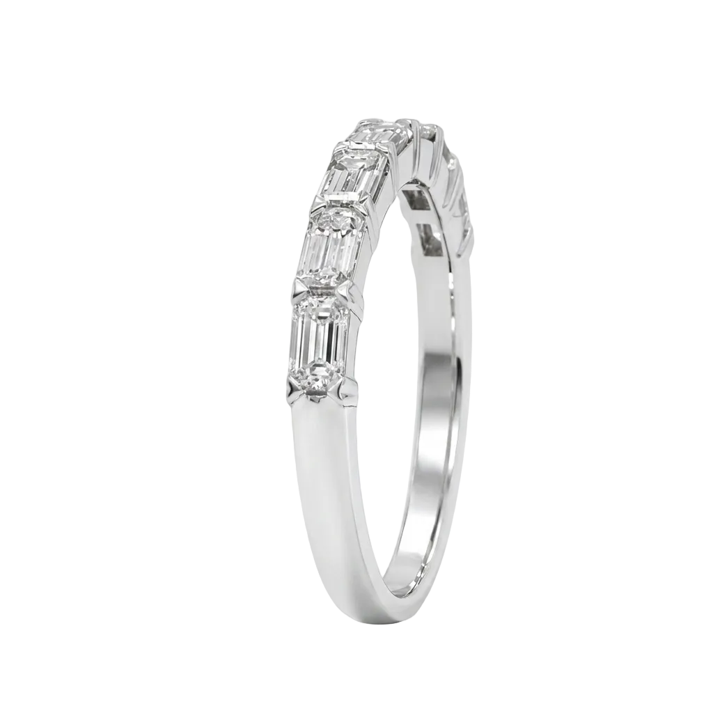 18KW East West Emerald Cut Diamond Band