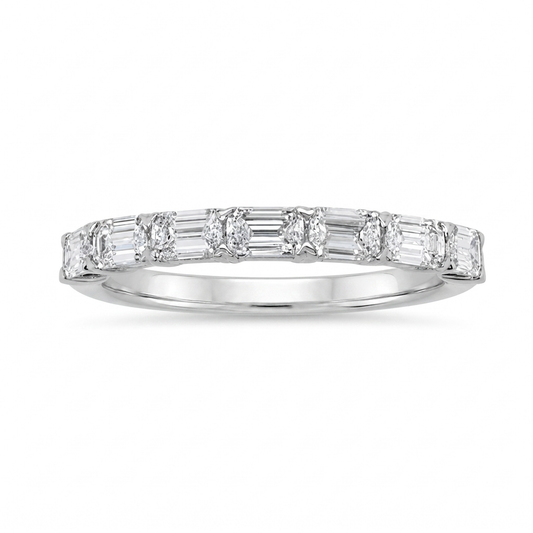 18KW East West Emerald Cut Diamond Band