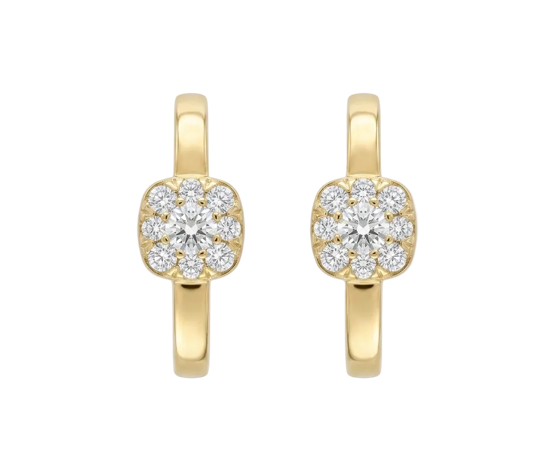 14KY Cushion Diamond Cluster Earring