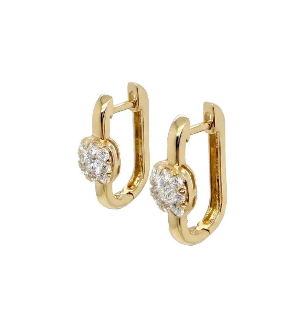 14KY Cushion Diamond Cluster Earring
